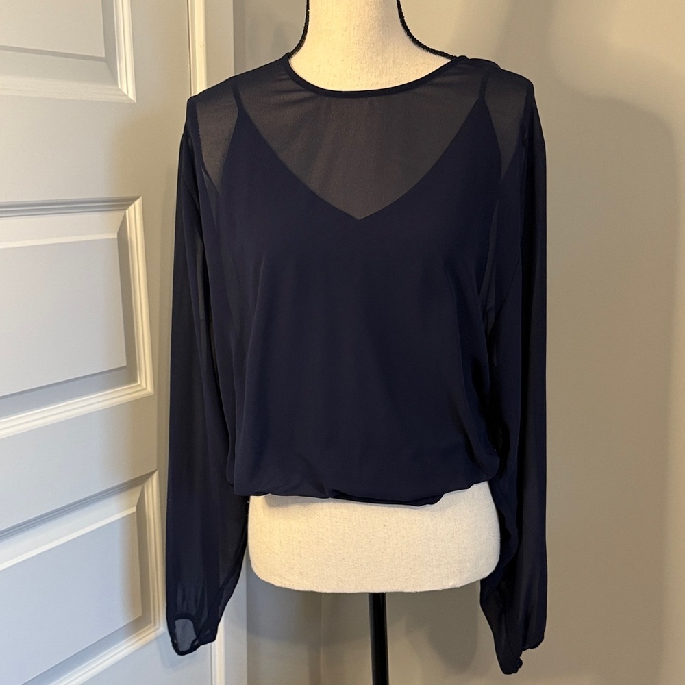 Navy Sheer Layered Bodysuit